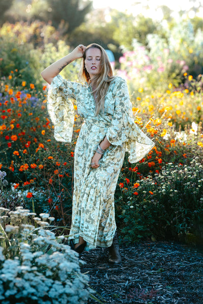 Bohemian Bell Sleeves Kimono Wrap Dress