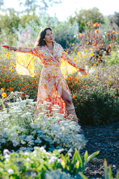 Bohemian Bell Sleeves Kimono Wrap Dress