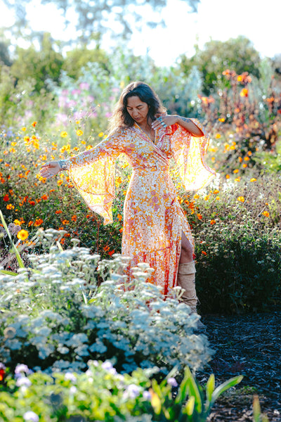 Bohemian Bell Sleeves Kimono Wrap Dress