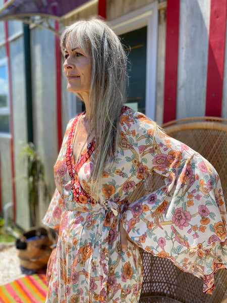 Bohemian Bell Sleeves Kimono Wrap Dress
