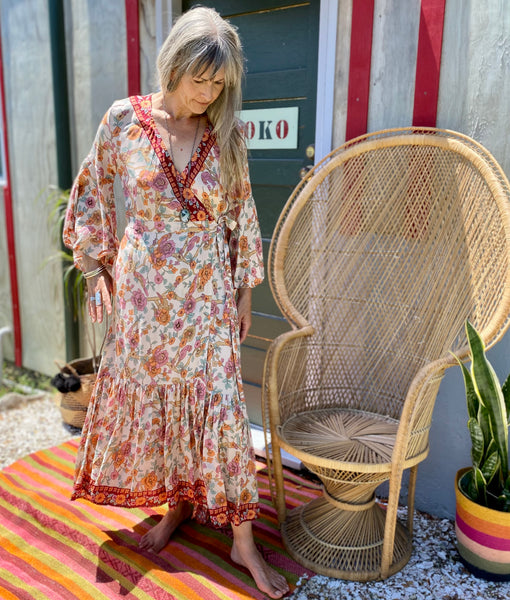 Bohemian Bell Sleeves Kimono Wrap Dress