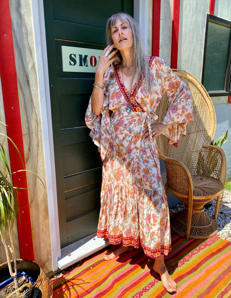 Bohemian Bell Sleeves Kimono Wrap Dress