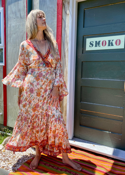 Bohemian Bell Sleeves Kimono Wrap Dress