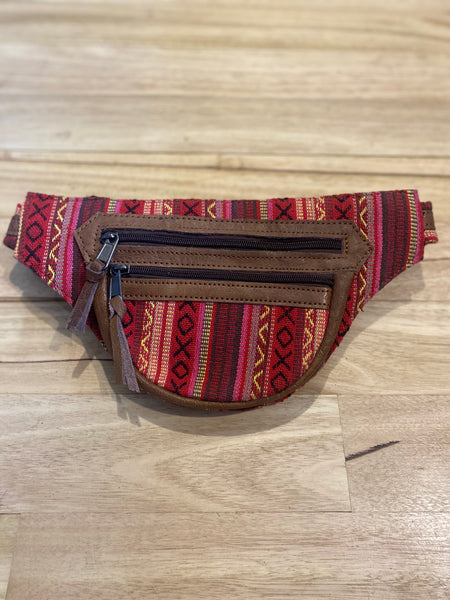 LEATHER/ COTTON BUMBAG