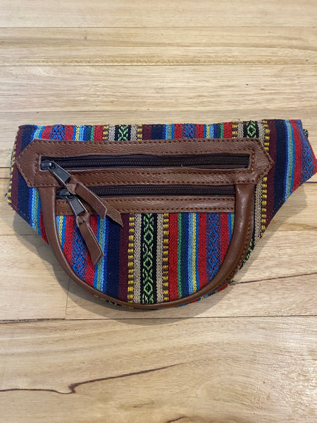 LEATHER/ COTTON BUMBAG