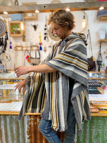 Sheep Wool Hooded Poncho
