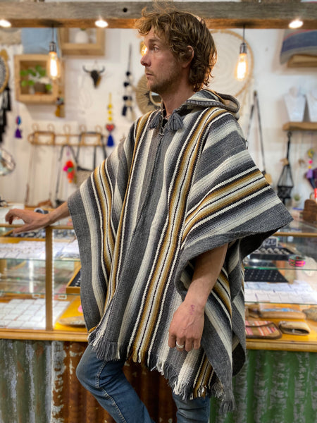 Sheep Wool Hooded Poncho