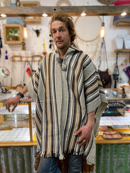 Sheep Wool Hooded Poncho