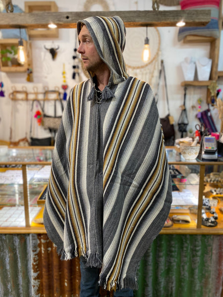 Sheep Wool Hooded Poncho