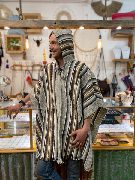 Sheep Wool Hooded Poncho