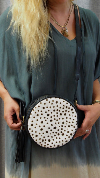 Round Cowhide/ Leather Bag