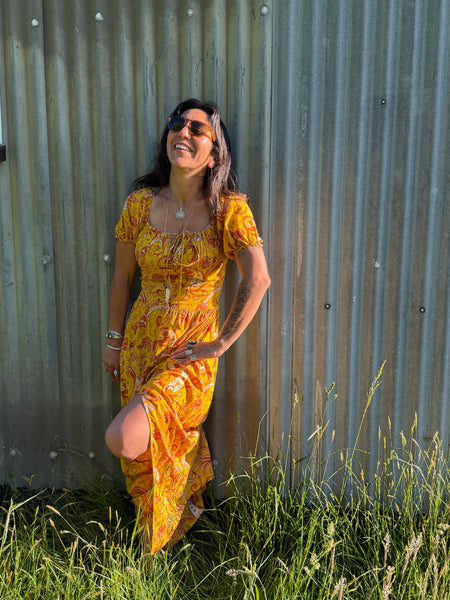 Garden Party Dress - Saffron Paisley