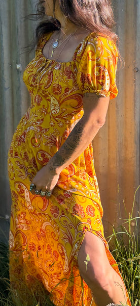 Garden Party Dress - Saffron Paisley