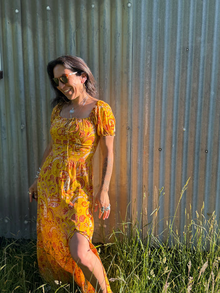 Garden Party Dress - Saffron Paisley