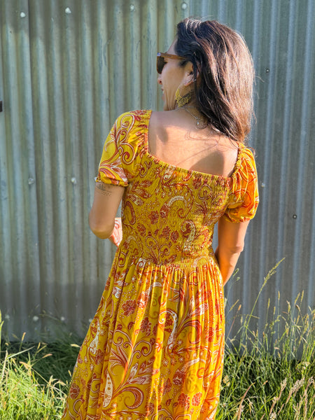 Garden Party Dress - Saffron Paisley