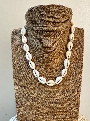 Cowrie Choker necklace- White Cord   