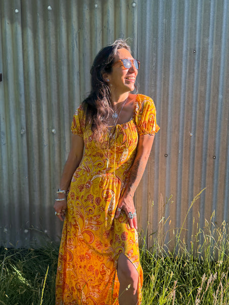 Garden Party Dress - Saffron Paisley