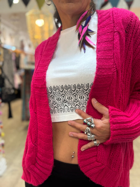 Bat Sleeve Open Front Short Cardi