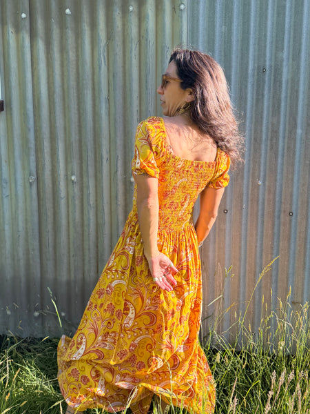 Garden Party Dress - Saffron Paisley