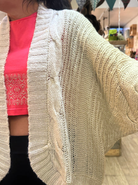 Bat Sleeve Open Front Short Cardi