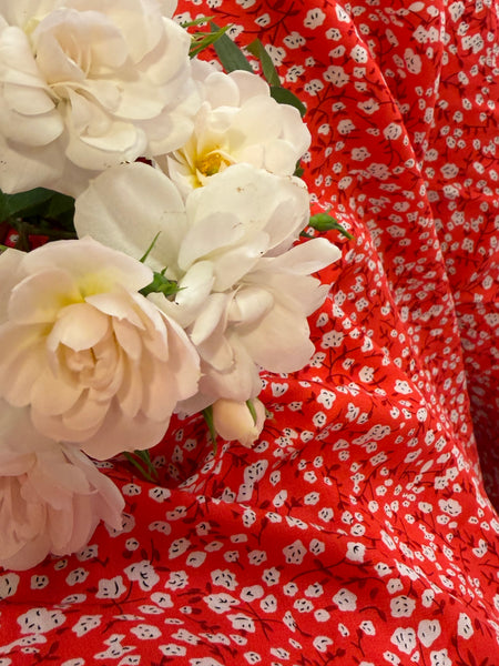 Red Floral Wrap Skirt