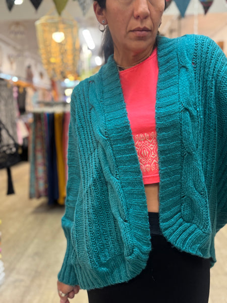 Bat Sleeve Open Front Short Cardi