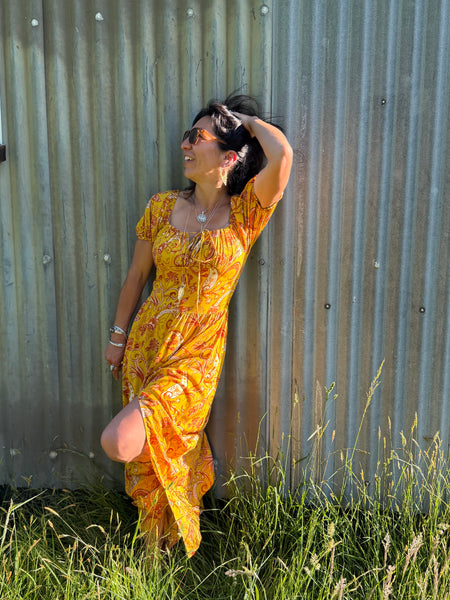 Garden Party Dress - Saffron Paisley