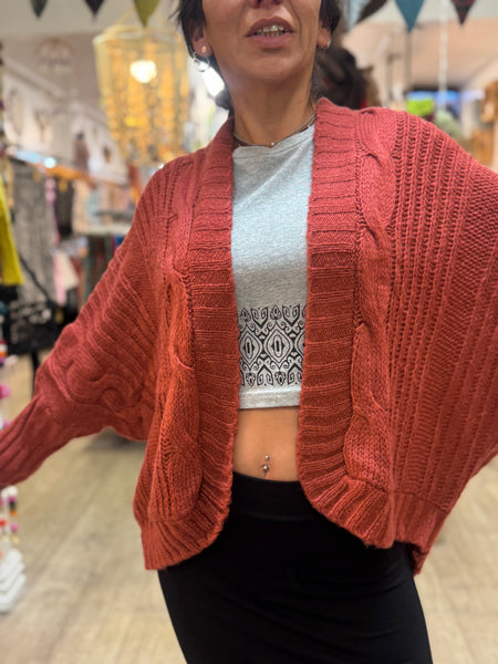 Bat Sleeve Open Front Short Cardi