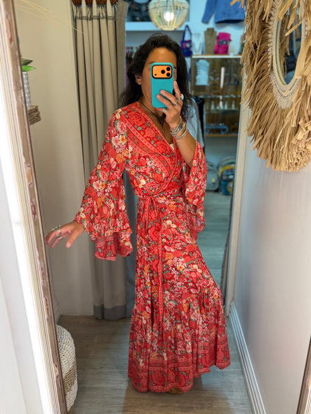Bohemian Bell Sleeves Kimono Wrap Dress 