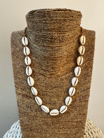 Cowrie Choker necklace- Brown Cord   