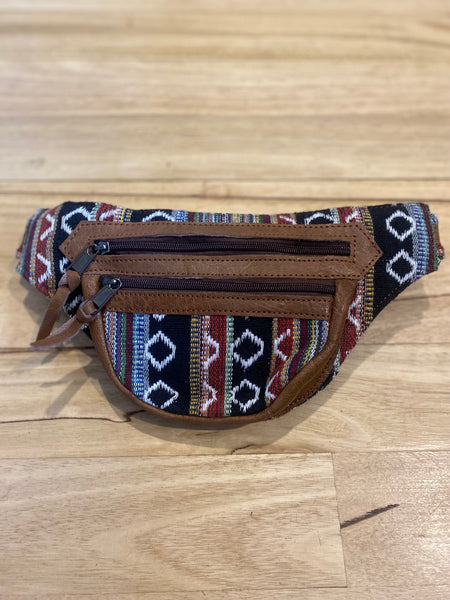 LEATHER/ COTTON BUMBAG