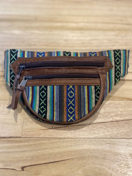 LEATHER/ COTTON BUMBAG