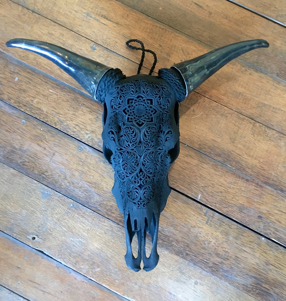 CARVED COW SKULL