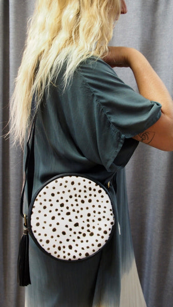 Round Cowhide/ Leather Bag